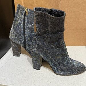 Shimmering Heeled Boots - Blue/Black Glitter